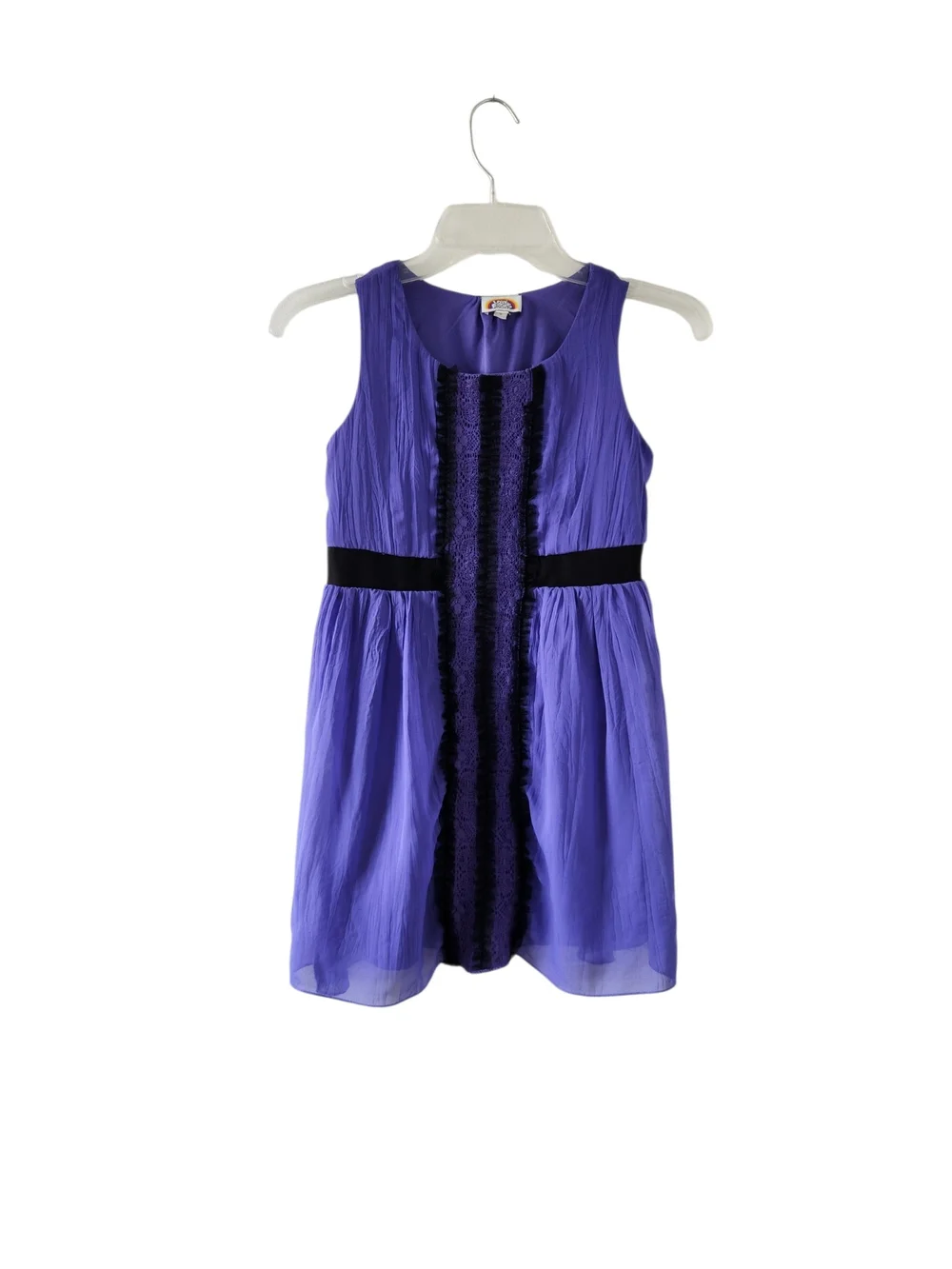 Girls Purple Ruffle-Front Girls Dress Sleeveless Size Medium Casual Dress